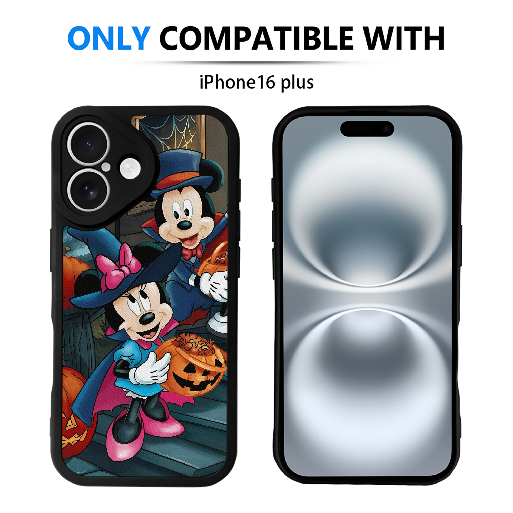 （画像用） ミッキーマウス Mickey Mouse 【iPhone 16シリーズ対応】シリコンスマホケース（レザー調） 材質：シリコン
